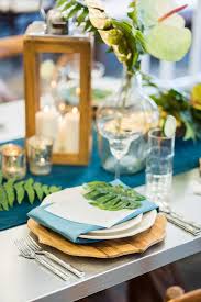 Palm Leaf Table Setting Travel To Bali With This Tropics Inspired Event Table Event Table Leaf Table Bali