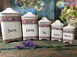Ensemble De 5 Pots A Epice Emaille Art Deco Vintage Pot Epice Etsy In 2020 Spice Jars Flowers In Jars Kitchen Container Set