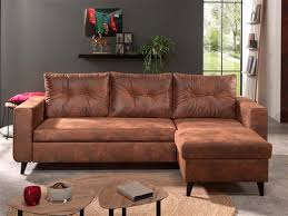 Canapé d'angle convertible 3/4 places en microsuède marron. 350 Sur Nordic Canape D Angle Reversible 4 Places Convertible Industriel Vintage Couleur Marron Achat Prix Fnac