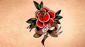 How To Draw A Traditional Rose And Banner Tattoo Traditional Rose Tattoos Rose And Banner Tattoo Traditional Tattoo Banner