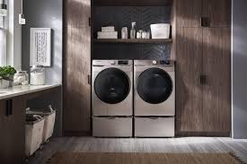 It's a great idea to utilize the space on the back of your laundry room door! Samsung Reimagines The Laundry Room With Appliances That Embrace Personal Style Samsung Us Newsroom