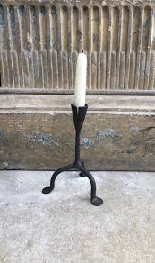 Wrought iron candle holder, sconces, candle centerpieces, votive holders. Rare 17th Century Wrought Iron Tripod Candle Holder