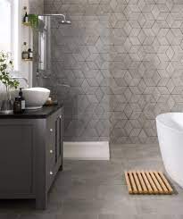 Whether sleek and minimal or bursting with colorful tiles, a curated modern bathroom impresses residents and guests alike. Rhomba Tekno Grey Tile Bathroom Ideas For Small Bathrooms Bathroom 846x1010 Wallpaper Teahub Io