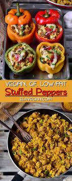 Stuffed bell peppers cook in the oven for 1 hour and 30 minutes, so they need some liquid love to prevent them from shrinking like a frightened turtle. Vegan Stuffed Bell Peppers Capsicum Easy Recipe Elavegan Recipes