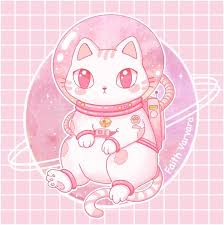 Pink Space Cat Kawaii Illustration Art Kawaii Illustration Space Cat Cat Art