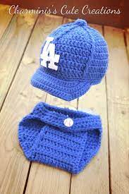 Crochet Los Angeles Dodgers Baby Hat And Diaper Cover Www Facebook Com Charminiscutecreations Baby Diaper Covers Crochet Baby Cap Patterns