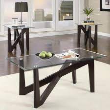 3 piece table set for living room. 3pc Coffee Table And End Tables Set With Glass Top In Cappuccino Finish By Coaster Home Furnishings Round Glass Coffee Table Home Kitchens Coffee Table Setting