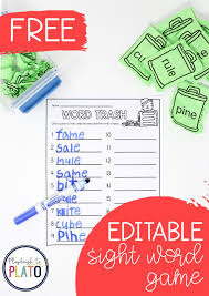 Editable Sight Word Trash Playdough To Plato Sight Words Sight Word Games Editable Sight Word Games
