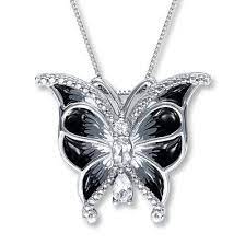 Butterfly Necklace Lab Created Sapphires Sterling Silver Enamel Butterfly Necklace Necklace Jewelry