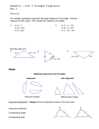 Apply properties of isosceles and equilateral triangles target 6.3: Geometry Unit 5 Triangle Congruence Day 1 Warm Up