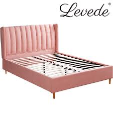 May 20, 2021 · the lana bed's slightly curved headboard adds to its cozy feel, and it's available in a wide variety of colors and fabrics, from pale pink distressed velvet to navy linen. Levede Bed Frame Velvet Base Bedhead Headboard Queen Size Wooden Platform Pink