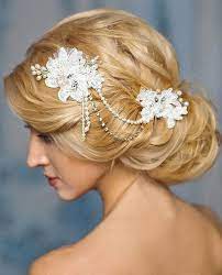 White Bridal Beaded Lace Pearl Headpiece By Fancybowtiquebridal 100 00 Bridal Hair Accessories Bridal Hair Bridal Hair Pieces