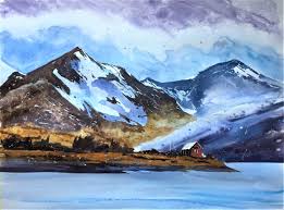 Mountains 2017 By Martin Majercak Fresh Easel Watercolor Landscape Paintings Mountain Paintings Landscape Paintings