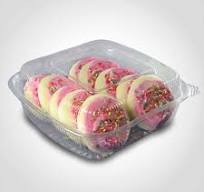Large Cookie Container with Hinged Lid 8 x 8 x 3 in - 160/case