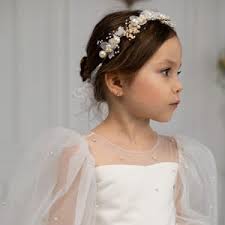 White Beaded Flower Girl Dress
