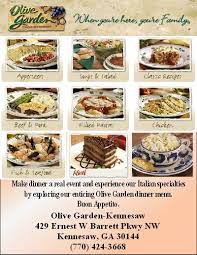 Catered By Olive Garden Dinner Menu Dinner Food