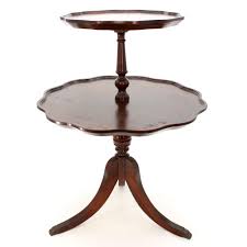 Vintage Round 2 Tier Pie Crust Table 3 Legs End Coffee Accent Dumbwaiter Table Nighttablenightstandandoverstandteak Table Round Coffee Table Vintage Furniture