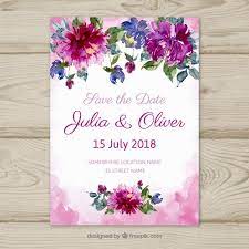 Download Save The Date Card With Flowers In Watercolor Style For Free Wedding Card Design Wedding Invitation Card Design Floral Wedding Invitation Card