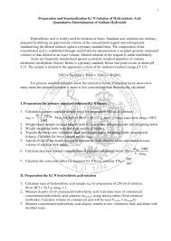 Preparation And Standardisation 0 1 N Solution Of