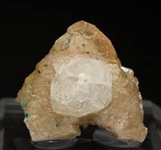 Analcime With Calcite And Malachite L Hermie Quarry Port D Agres Decazeville Villefranche De Rouergue Aveyron Occitanie France Translucent Trapezohedral