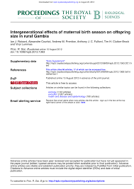 PDF) Intergenerational effects of maternal birth season on offspring size  in rural Gambia