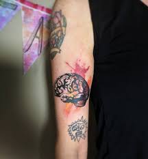 Sacred heart studios is a custom design tattoo studio specializing in unique and original creations. Watercolor Tattoo Watercolor Brain Brain Tattoo Colorful Tattoos Made By Lionheart Tattoo In Portland Or Brain Tattoo Tattoos Color Tattoo