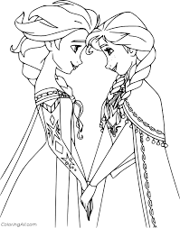 Printable anna and elsa and olaf coloring page. Elsa Loves Anna Coloring Page Coloringall