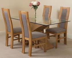 House of oak offers stock an extensive range of oak dining room furniture. Valencia Oak 160cm Wood And Glass Dining Table With 4 Stanford Solid Oak Dining Chairs Light Oak And Grey Fabric Valencia Glass Dining Table And Chair Sets Dining Table Sets