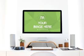 Home Office With Imac Mockup Mediamodifier Online Mockup Generator Imac Home Office Mockup