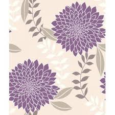 Clarissa Floral Wallpaper Bright Purple Cream M0660 Floral Wallpaper Feature Wallpaper Wallpaper