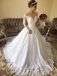 Hebeos hat eine riesige sammlung von hochzeitskleid spitze online. Duchesse Linie Schulterfrei Lange Armel Spitze Tull Sweep Pinsel Zug Brautkleider Cindydressy