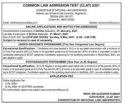 Clat is the gateway entrance exam for admission to 22 national law universities across india. Clat 2021 To Be Held In Offline Mode On May 9 Applications From January 1