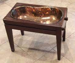 Vintage zinc galvanized metal farm bushel basket or wash tub with metal handles. Rare Unusual Old Antique Copper W Wood Stand Baby Bath Tub Baby Bath Tub Wood Stand Old Antiques