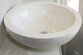 marble stone round sink bowl in modern