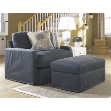 Chair and ottoman are upholstered in soft velvet fabric on hardwood frame and dark stained wooden legs. Ashley Addison Fabric Oversized Chair With Ottoman In Slate Walmart Com Walmart Com