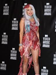 Lady Gaga Wearing Her Infamous Meat Dress Lady Gaga Dresses Lady Gaga Outfits Lady Gaga Meat Dress