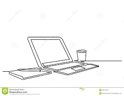 Continuous Line Drawing Of Desk Laptop Computer Pen Stock Vector Illustration Of Notebook Linear 880100 Continuous Line Drawing Line Drawing Laptop Drawing