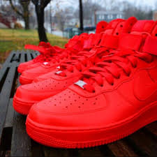 Nike Shoes Bright Red Uptown Highs Air Force Ones Color Red Size 7 Red Sneakers Nike Air Force Red Nike