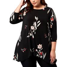 Alfani Plus Size Printed Swing Top Blouses Tunics