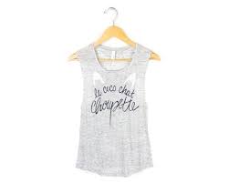 le coco chat choupette tank karl lagerfeld tee scoop neck flowy muscle tee in heather grey marl womens size s 2xl