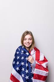 Free Photo Student Girl Holding An American Flag Isolated
