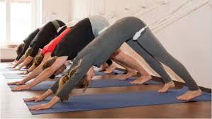 Magdalena zeigt übungen am stuhl, nimmt yogablöcke und yogastraps zur hilfe. Prazision Ist Die Basis Das Erste Iyengar Yoga Studio In Luneburg