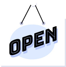 Open definition, not closed or barred at the time, as a doorway by a door, a window by a sash, or a gateway by a gate: Open For Business Hub