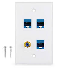 Wide range of rj45 wall plates available to buy at best prices. 4 Port Wall Plate With Gold Plated Coaxial Tv Cable F Type 3 Port Cat6 Ethernet Female To Female Jack In White Buy Online In Bahamas At Bahamas Desertcart Com Productid 211691739