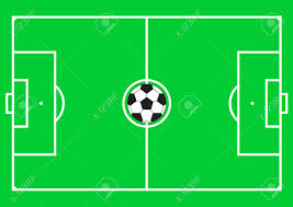 Line art style football, soccer court. Football Pitch Football Field Or Soccer Field With Football Ball In The Middle Vector Illustration Royalty Free Cliparts Vectors And Stock Illustration Image 120999194