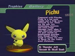 Matches, with pichu being the 34th character to be unlocked. Pichu Super Smash Bros Melee Wiki Guide Ign