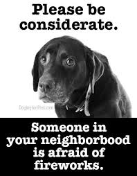 Please Be Considerate Someone In Your Neighborhood Is Afraid Of Fireworks Dogs And Fireworks Animal Lover Quotes Dog Quotes