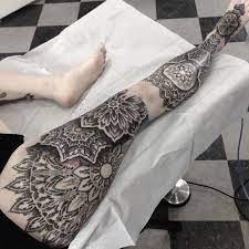 Dotwork Tattoo Geometric Tattoo Leg Leg Tattoos Mandala Leg Sleeve