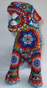 Vintage Mexican Native LRG Beaded Jaguar Huichol Folk Art Signed Benito  Carrillo