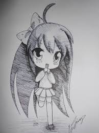 Pencil drawing of cute anime girls. Drawing Pencil Anime Drawings Easy Cute